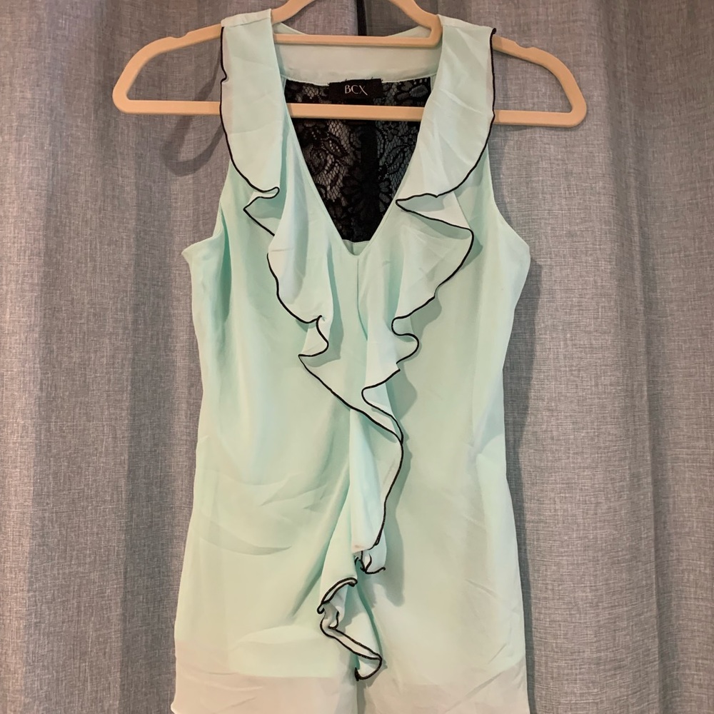 Minty green lace back blouse